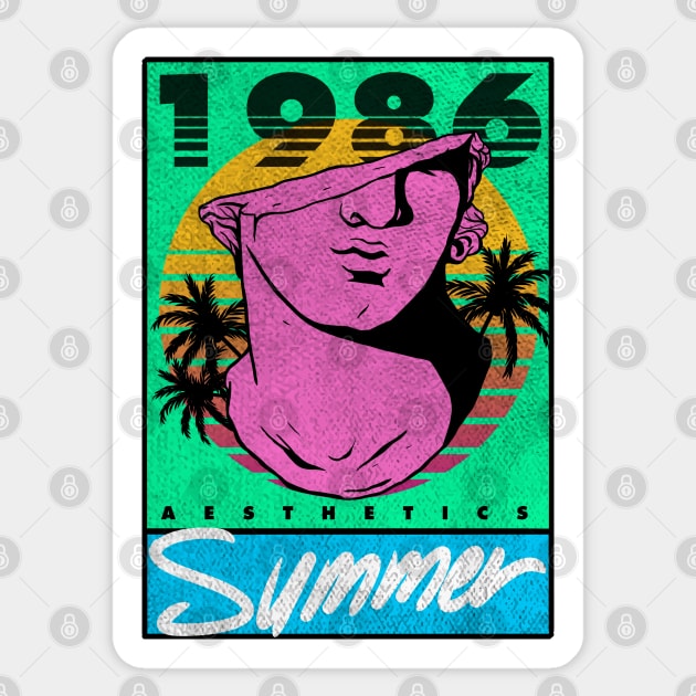 Vaporwave Summer Aesthetics 1986 Sticker by A Comic Wizard